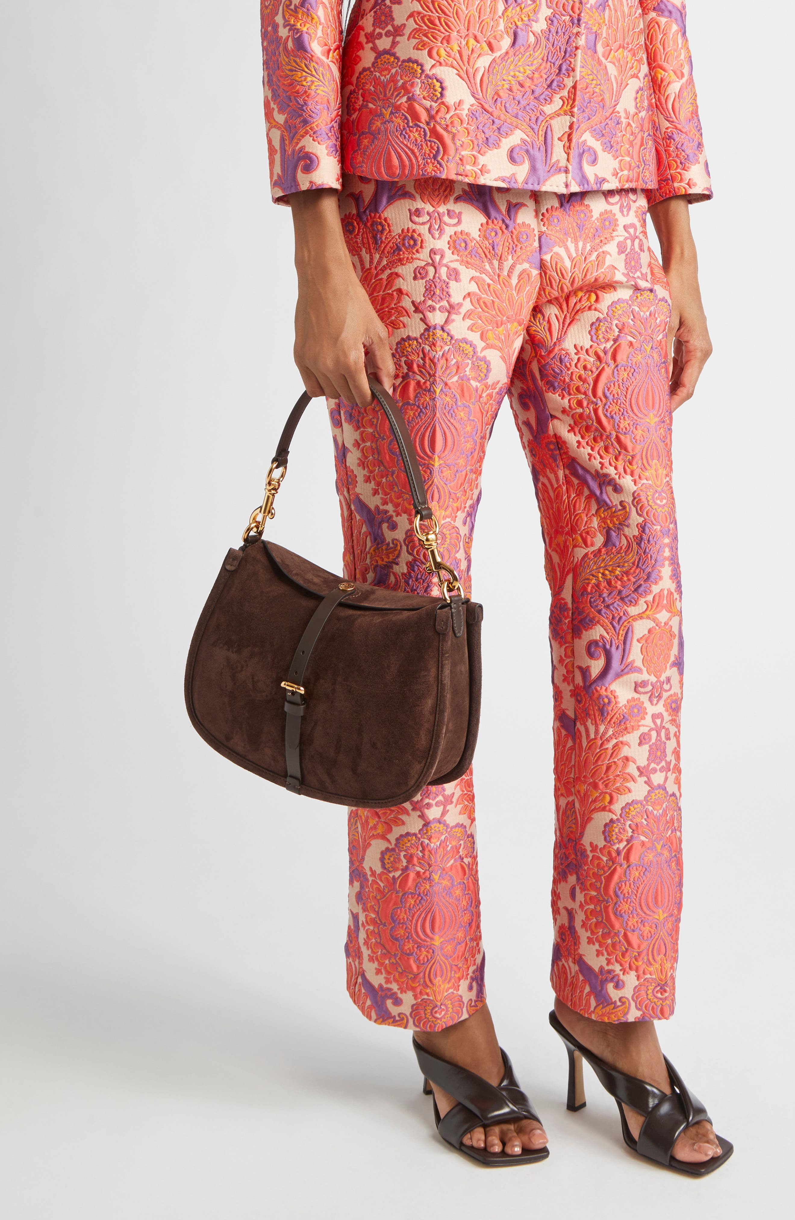 Etro Belted Suede Hobo Bag in Dark Brown at Nordstrom - 3