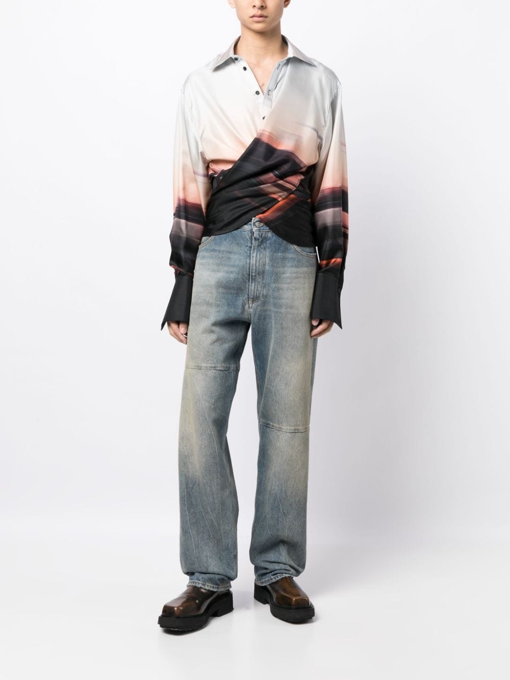 Blurred City convertible silk shirt - 2