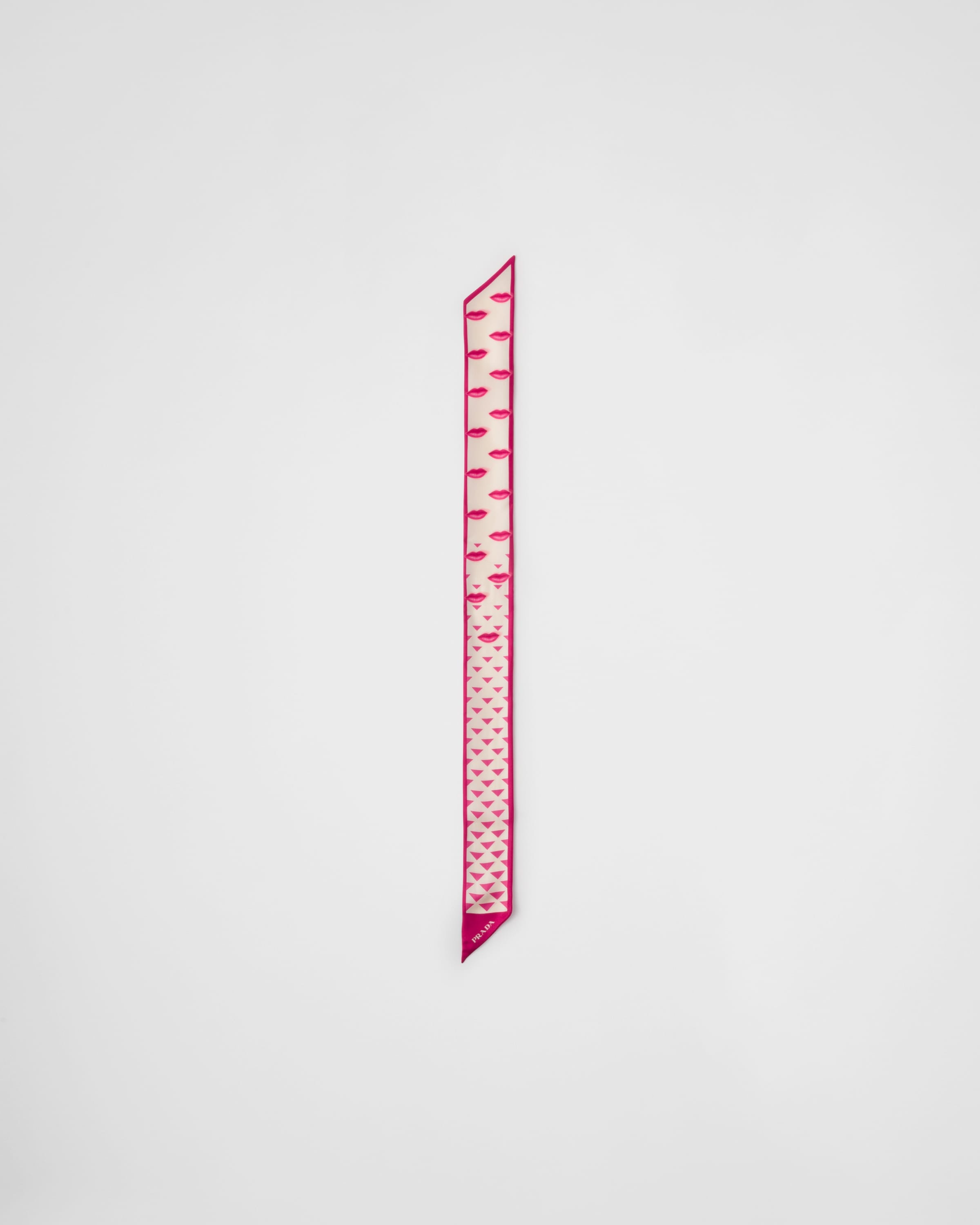 Printed silk twill skinny scarf - 3