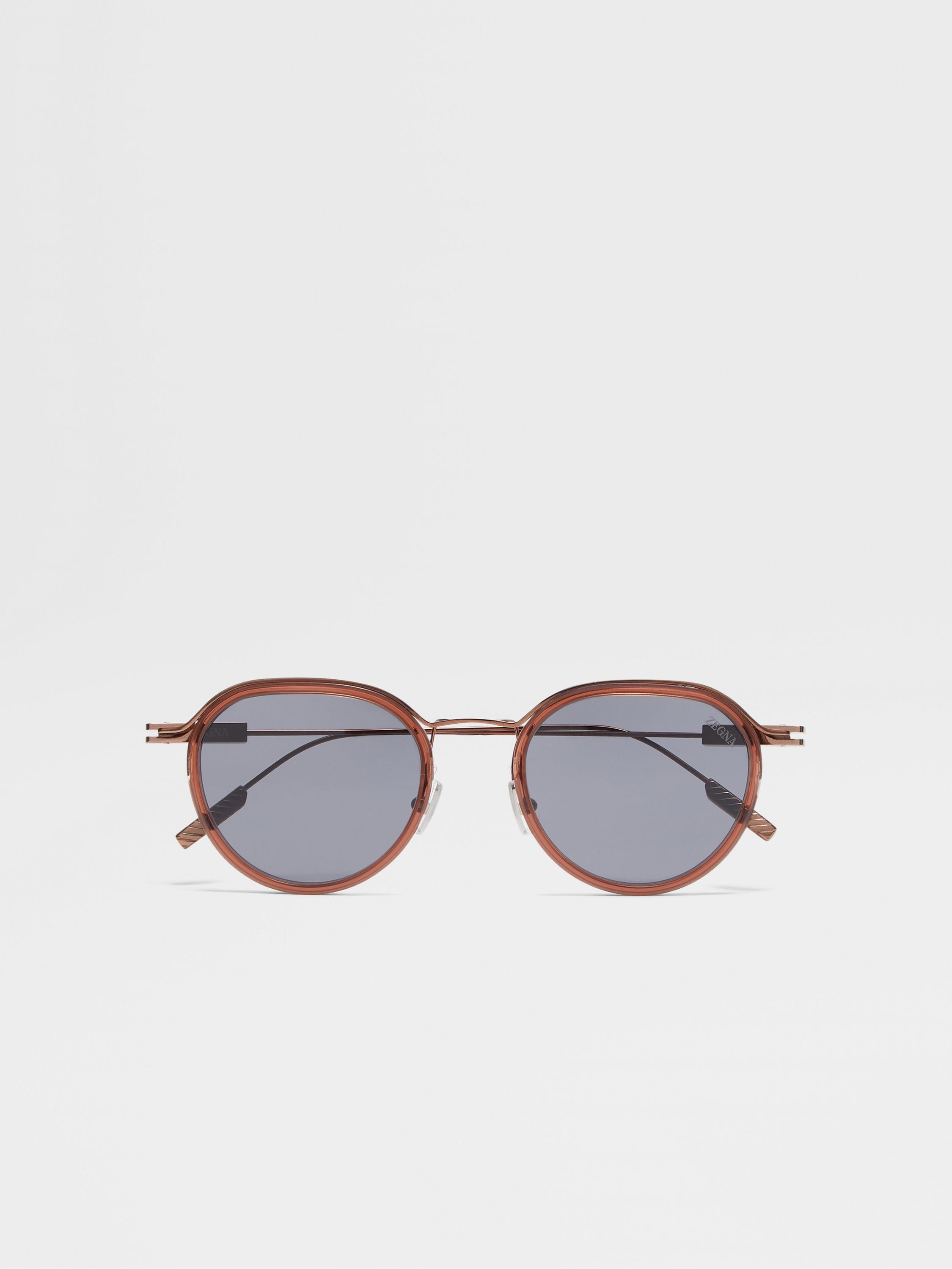 TRANSPARENT BROWN ACETATE AND METAL SUNGLASSES - 1