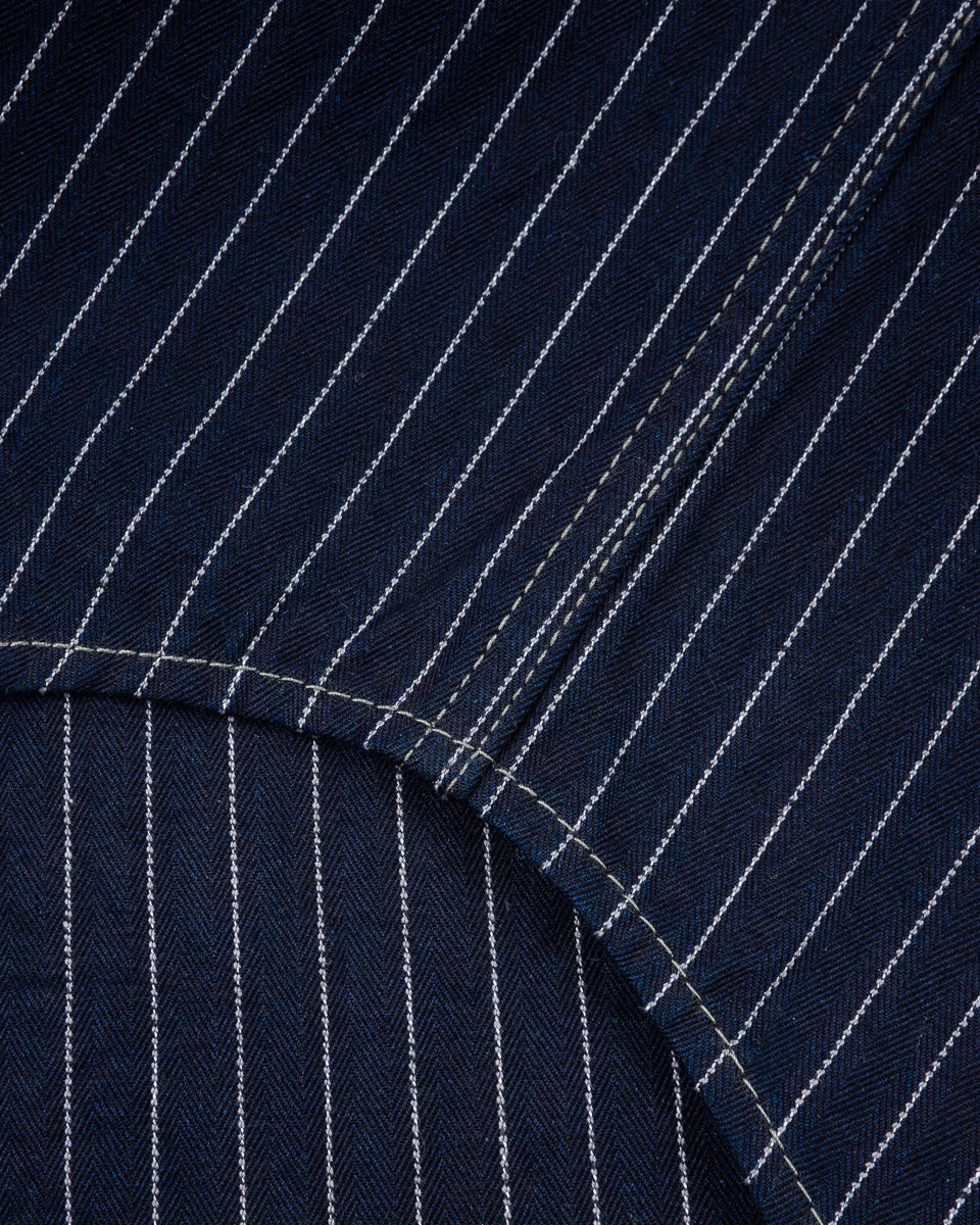 8.5OZ HERRINGBONE STRIPE WESTERN SHIRT - INDIGO - 10