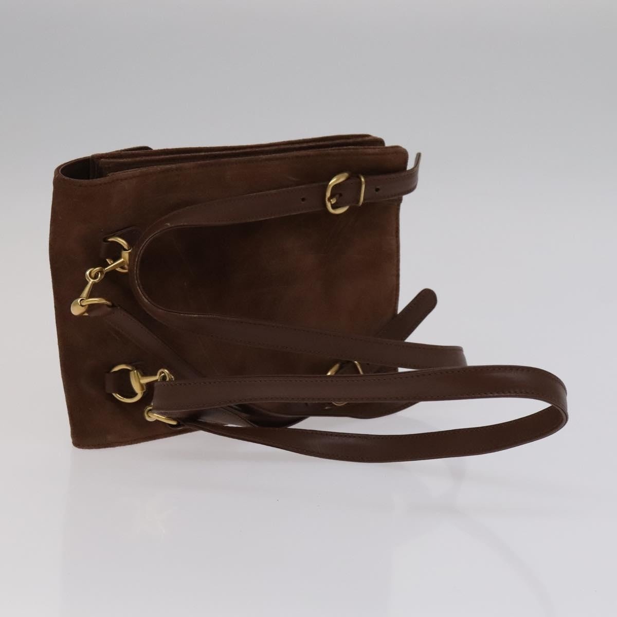 GUCCI Horsebit Backpack Suede Brown Gold - 7