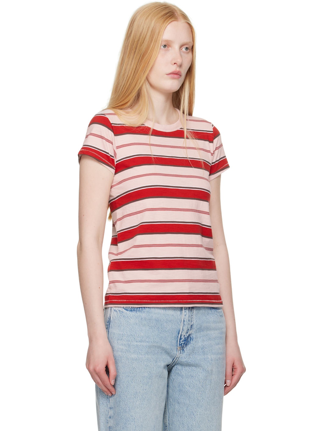 Pink & Red 'The Slub Striped' T-shirt - 2