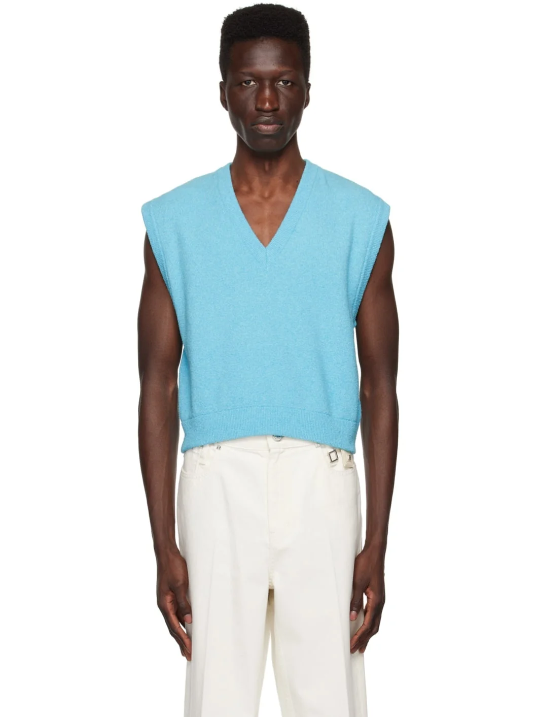 Blue V-Neck Vest - 1