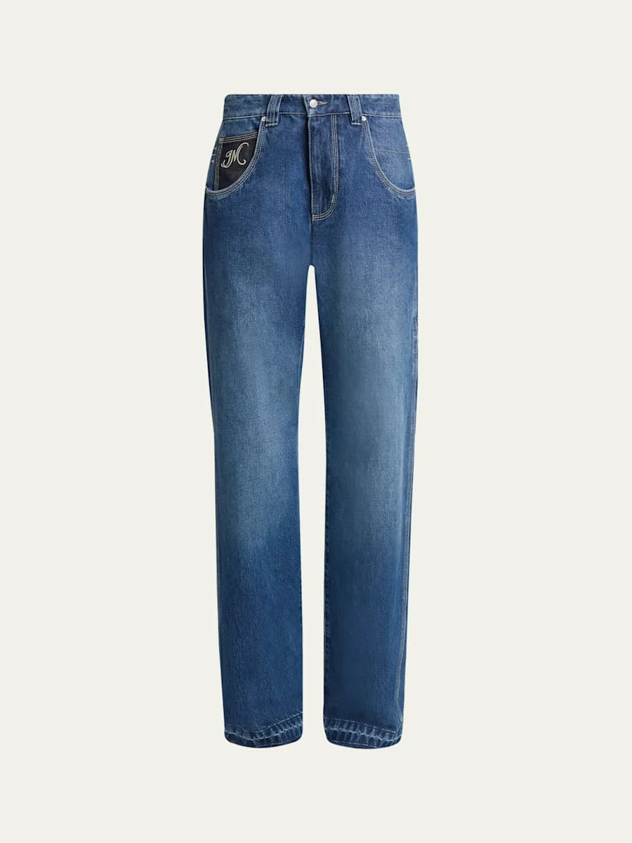 Jeyda Straight-Leg Released-Hem Jeans - 1
