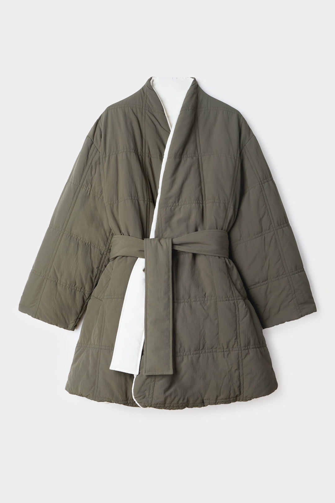 REVERSIBLE BLANKET COAT / white & military green - 2
