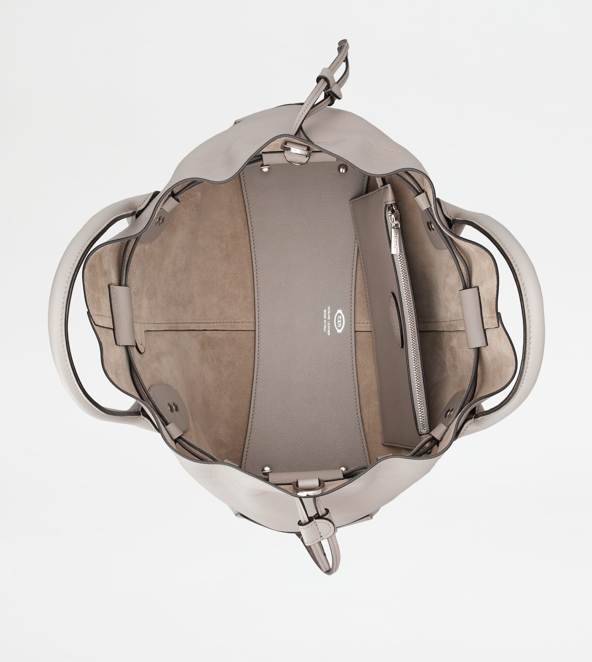 TOD'S DI BAG IN LEATHER SMALL WITH DRAWSTRING - GREY - 3