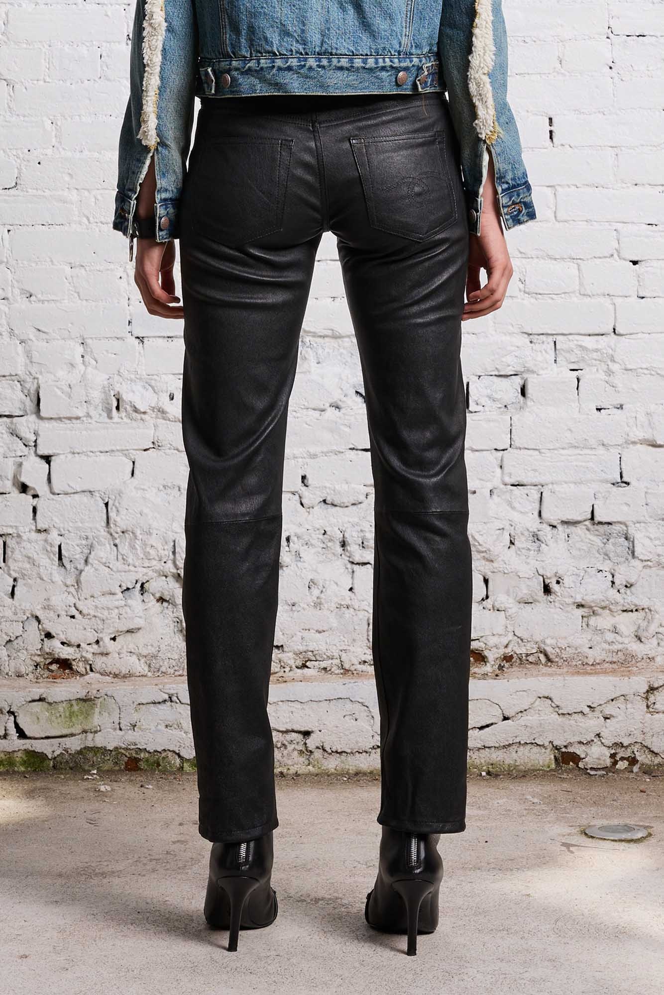 BOY STRAIGHT LEATHER PANT - BLACK - 7