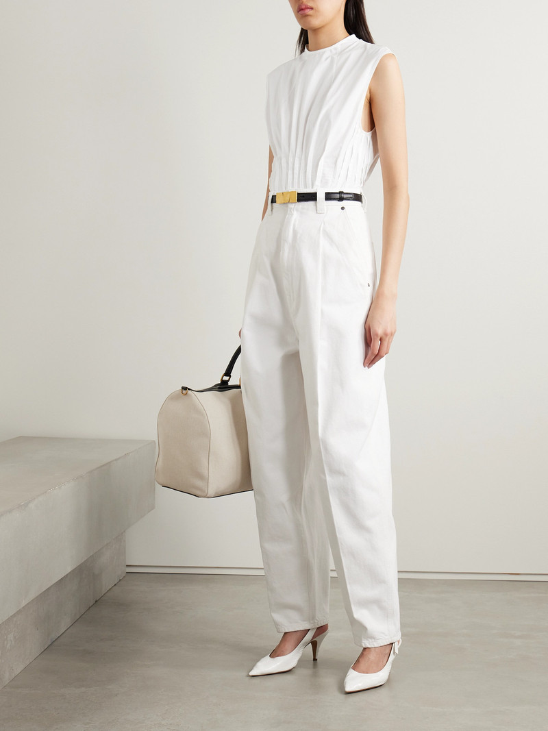 KHAITE Westin Pintucked Cotton-poplin Top outlook