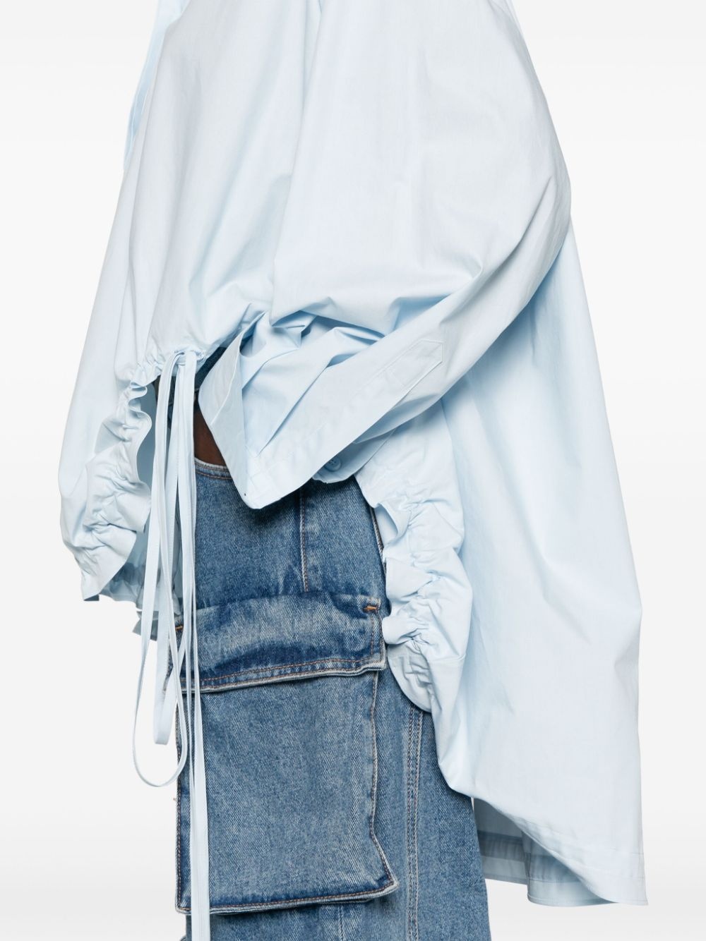 drawstring-hem cotton shirt - 5