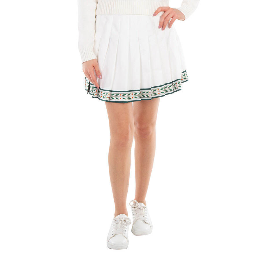 Casablanca Ladies White Pleated Silk Miniskirt - 3