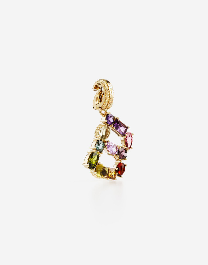 Dolce & Gabbana Charm B Lettering 18-carat yellow gold and multicolored gems outlook