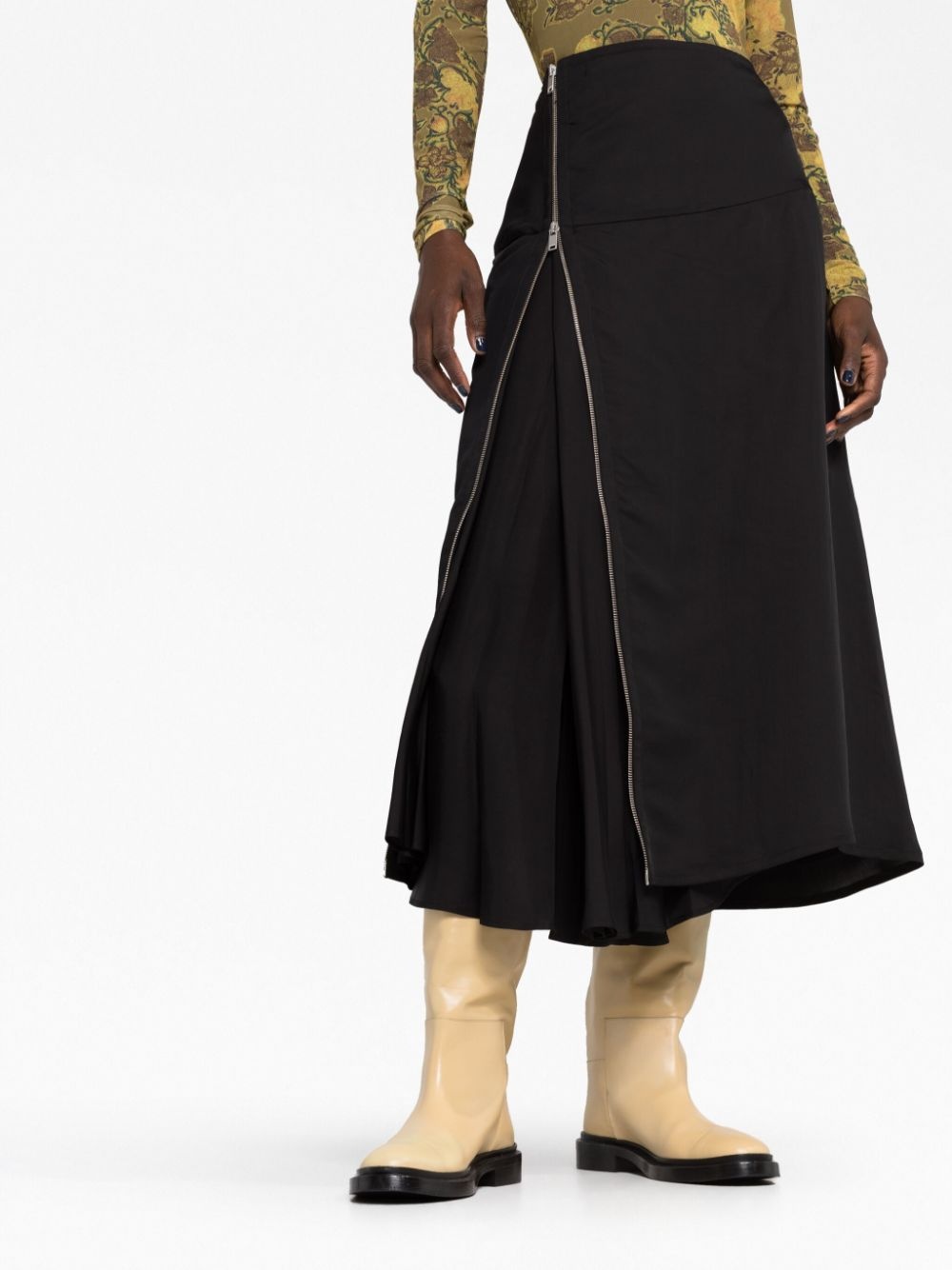 zip-embellished midi skirt - 5