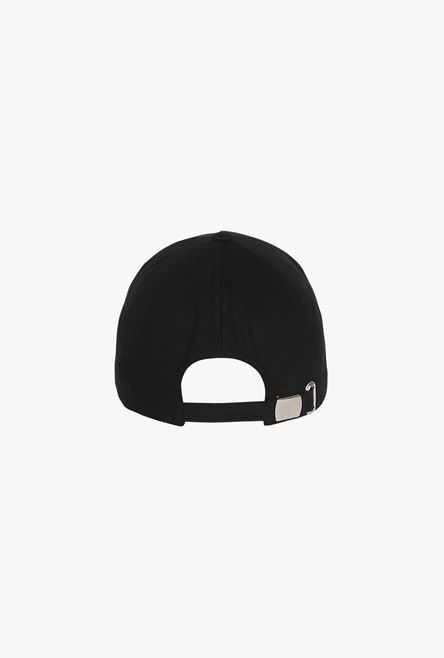 Black cotton cap with Balmain monogram badge - 3