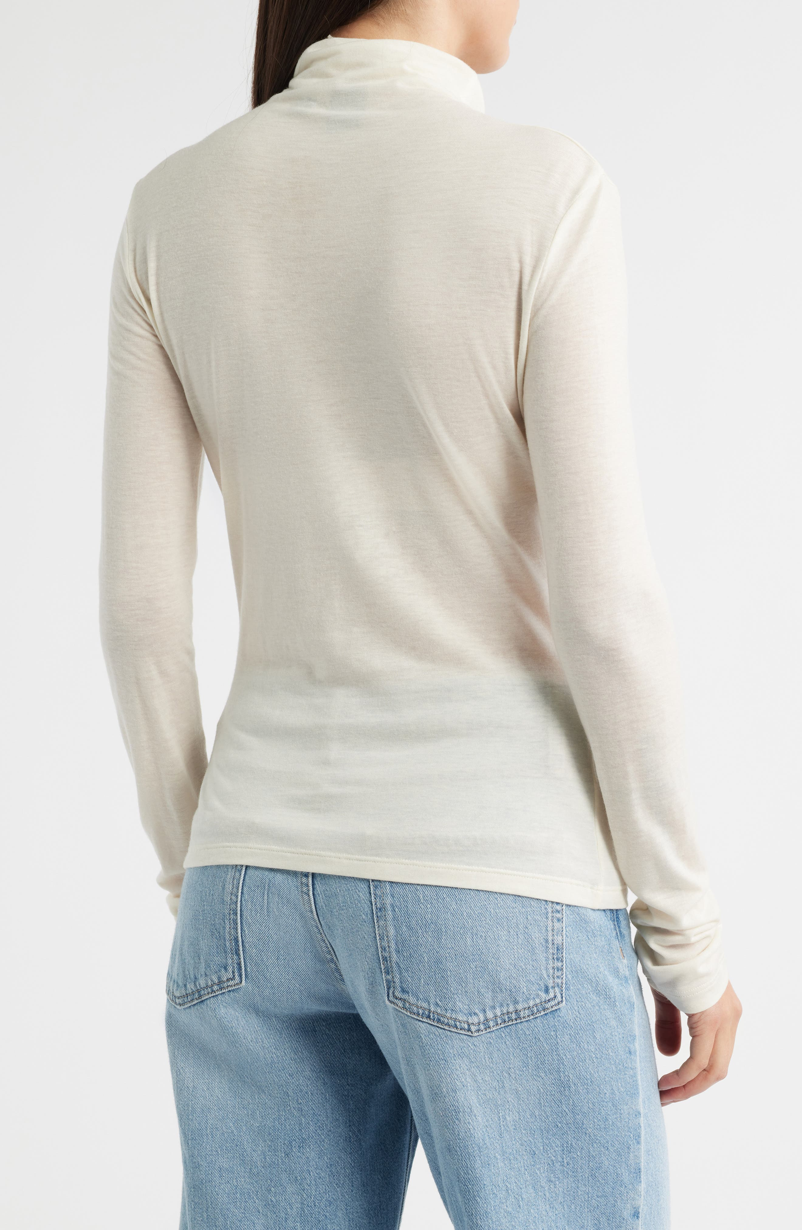 BOSS Elavu Turtleneck Top in Soft Cream at Nordstrom - 2
