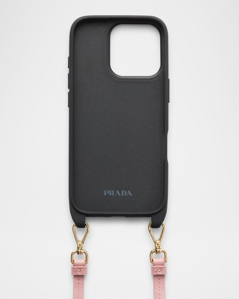 Prada iPhone 16 Pro Saffiano Leather Case with Shoulder Strap outlook