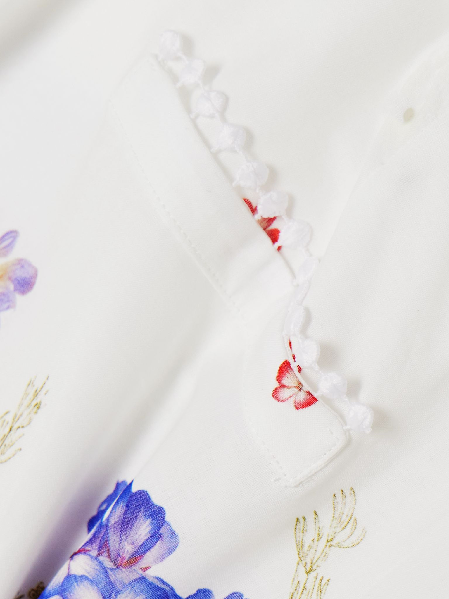 Pansy guipure lace-trimmed floral-print cotton-blend voile shorts White - 4