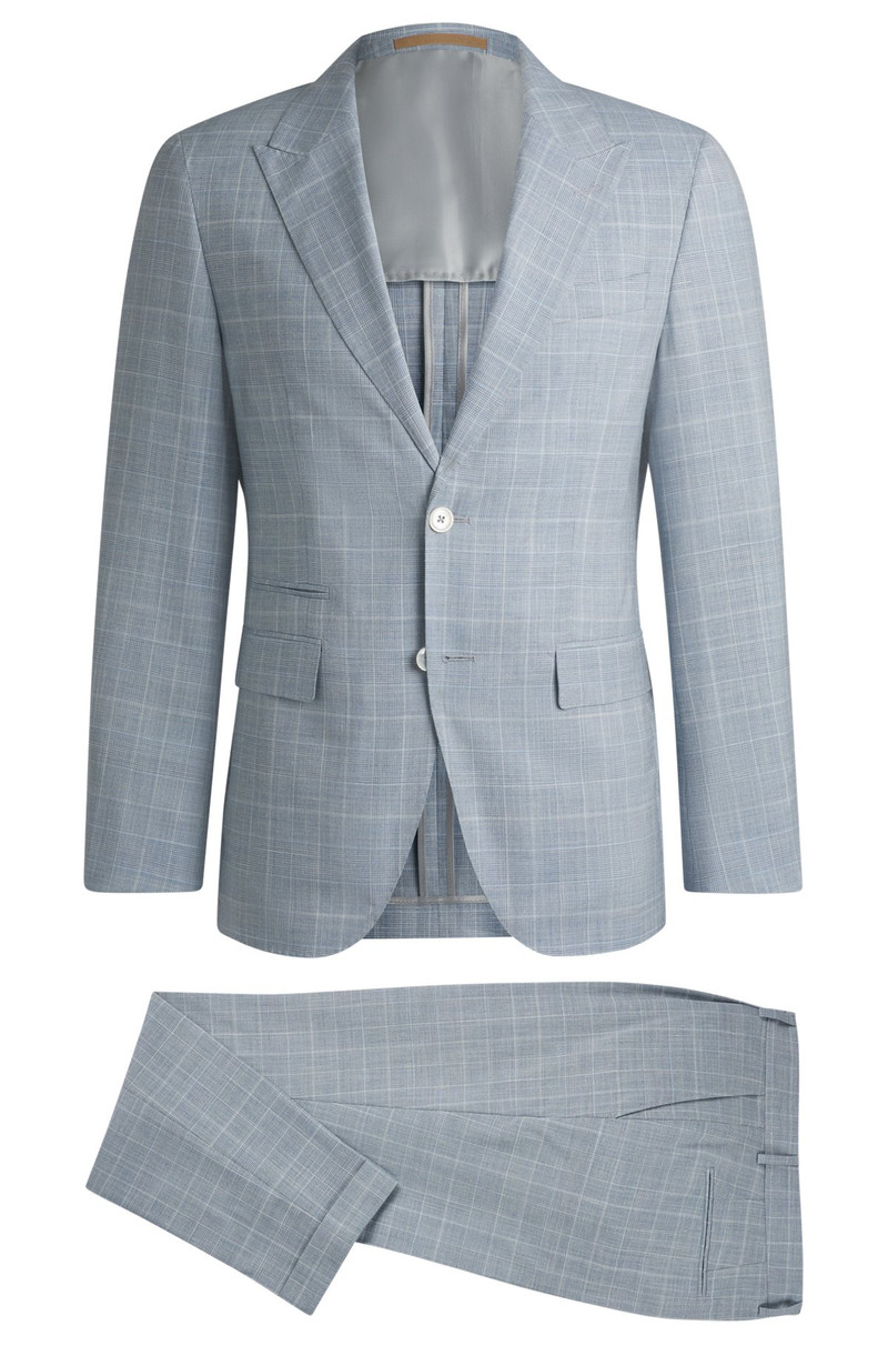 SLIM-FIT SUIT IN CHECKED WOOL, SILK AND LINEN 8