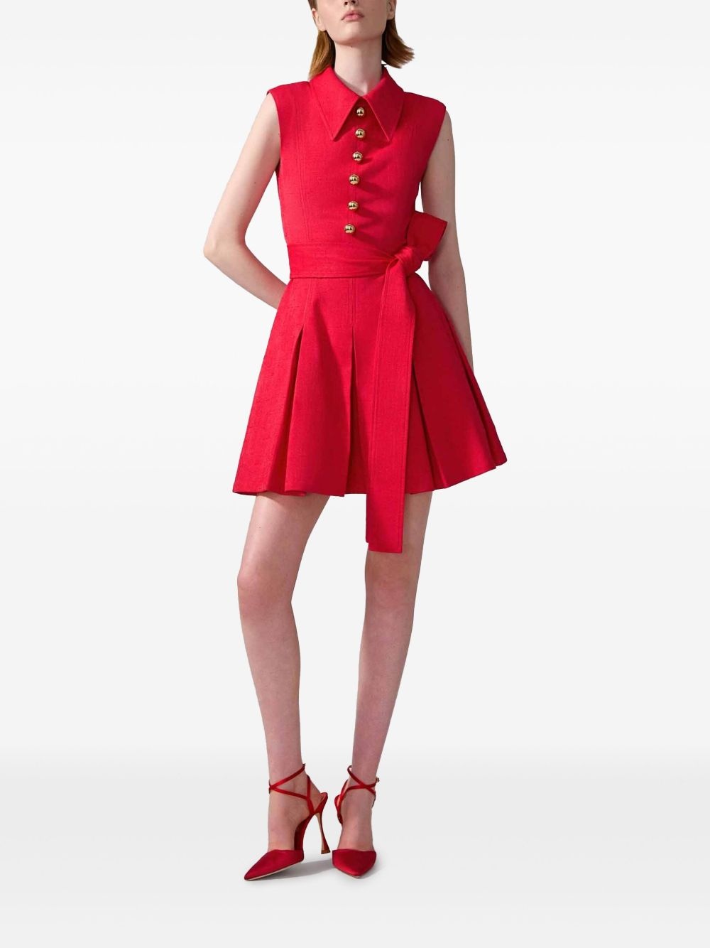 sleeveless pleated mini dress - 2