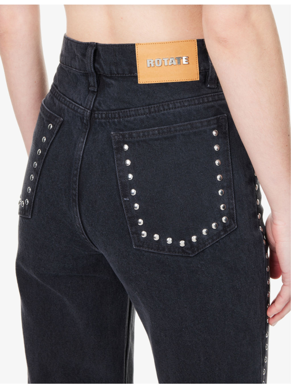Stud-Embellished Straight-Leg Denim Jeans - 6