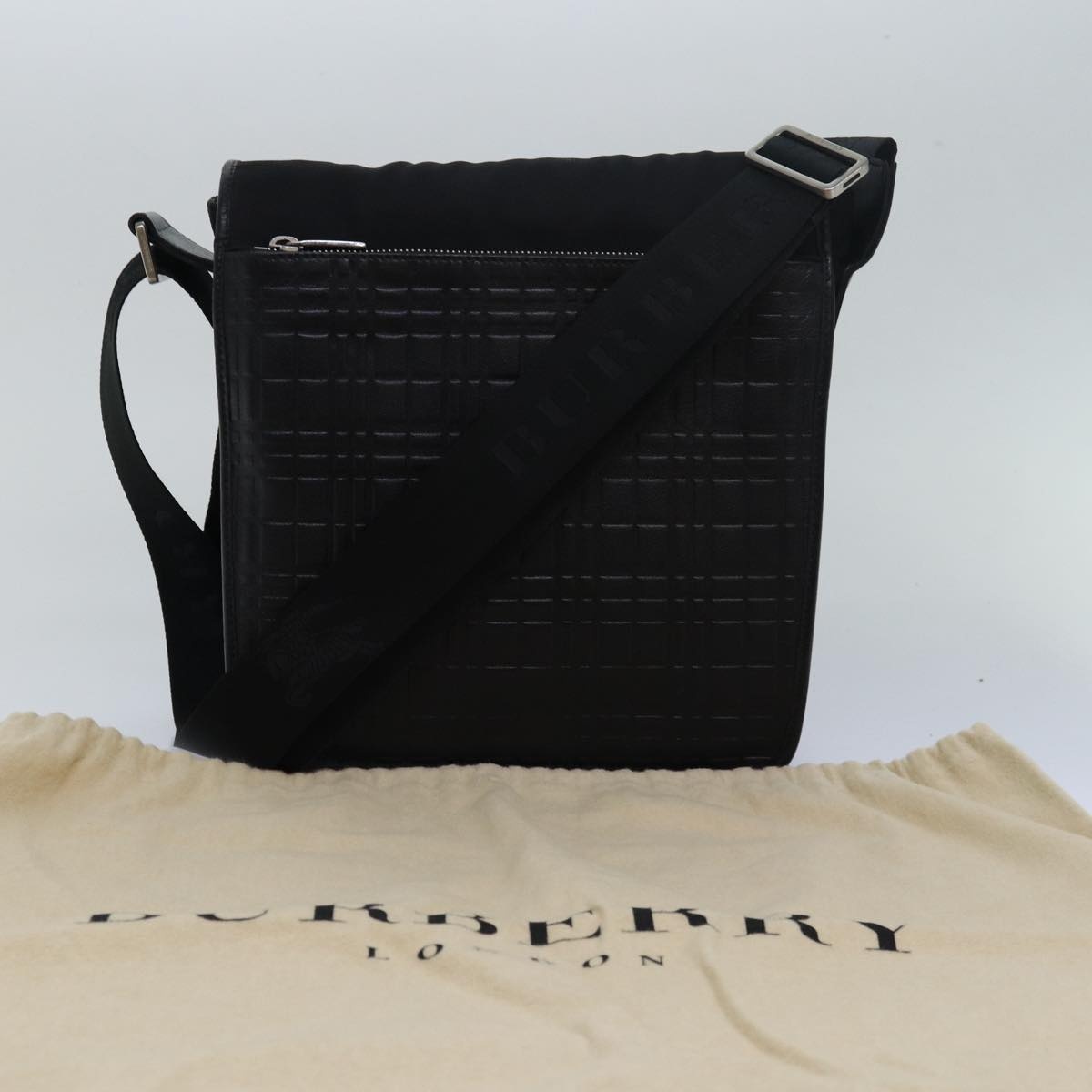 Burberry Shoulder Bag Nylon Black - 12