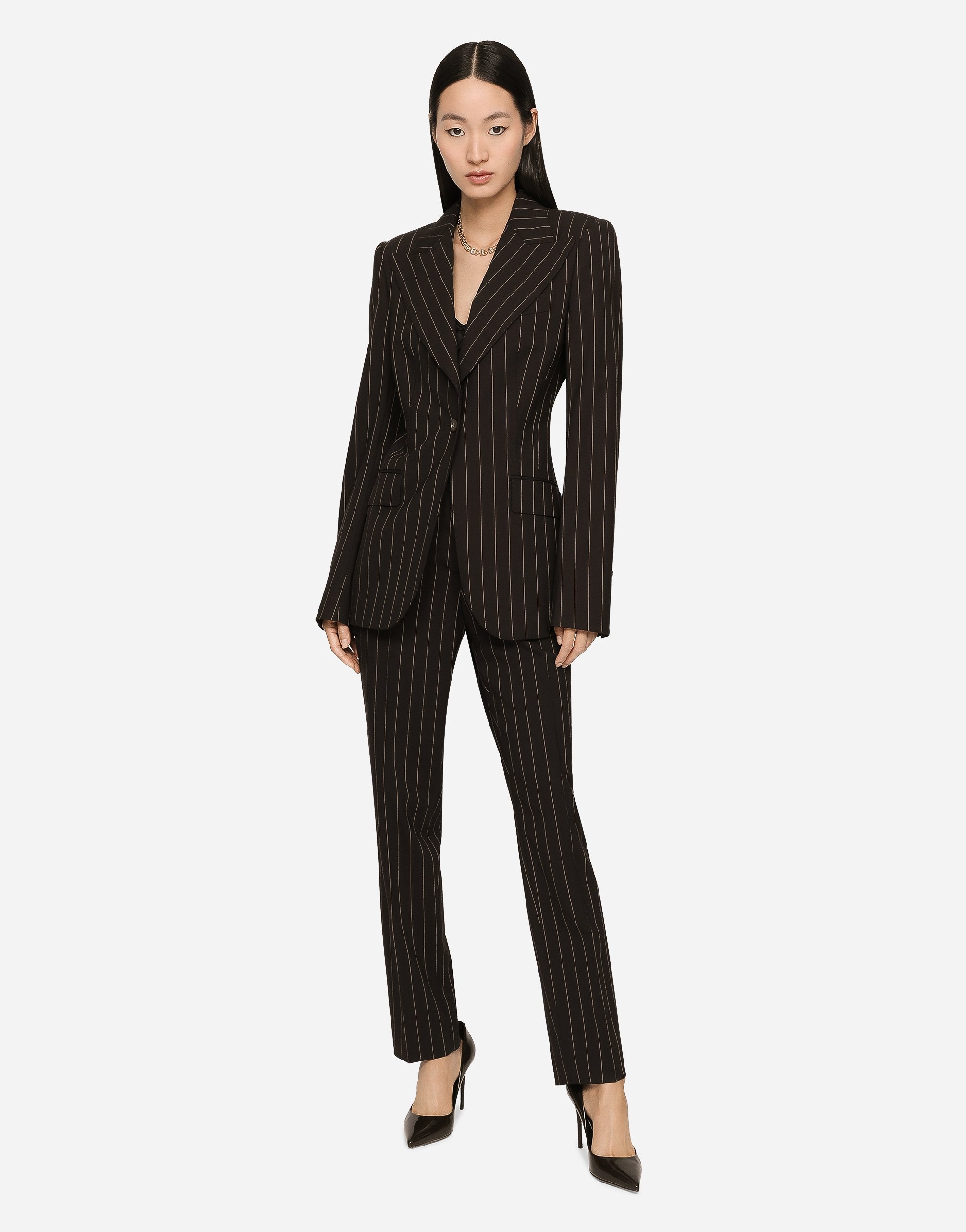 High-waisted pinstripe wool pants - 2