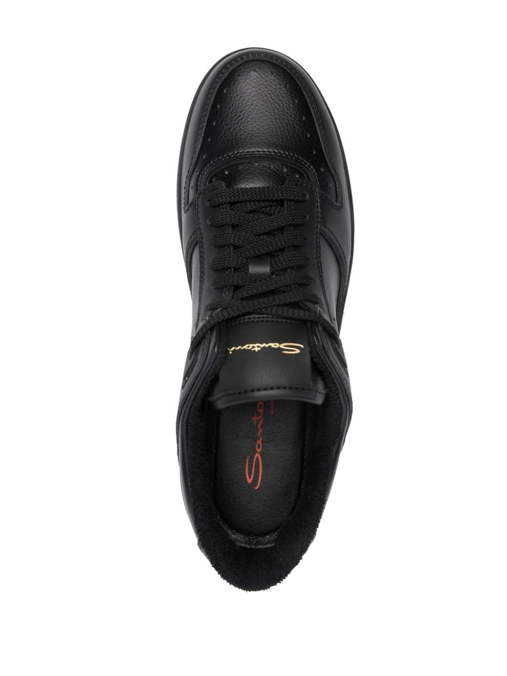 logo-print leather sneakers - 4