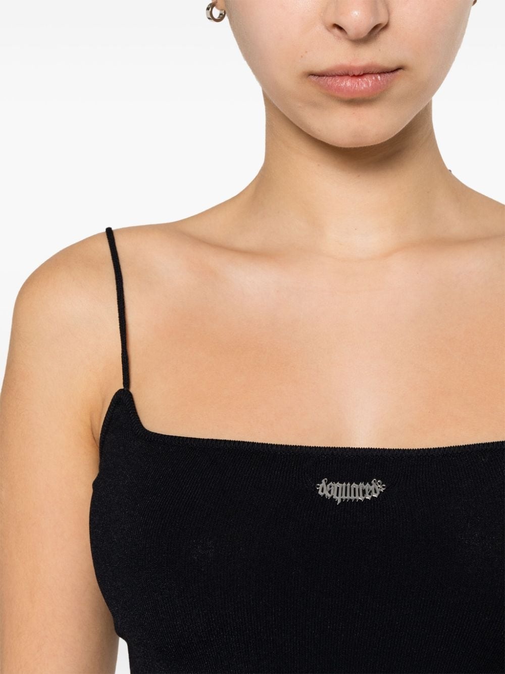 logo-plaque knitted crop top - 5