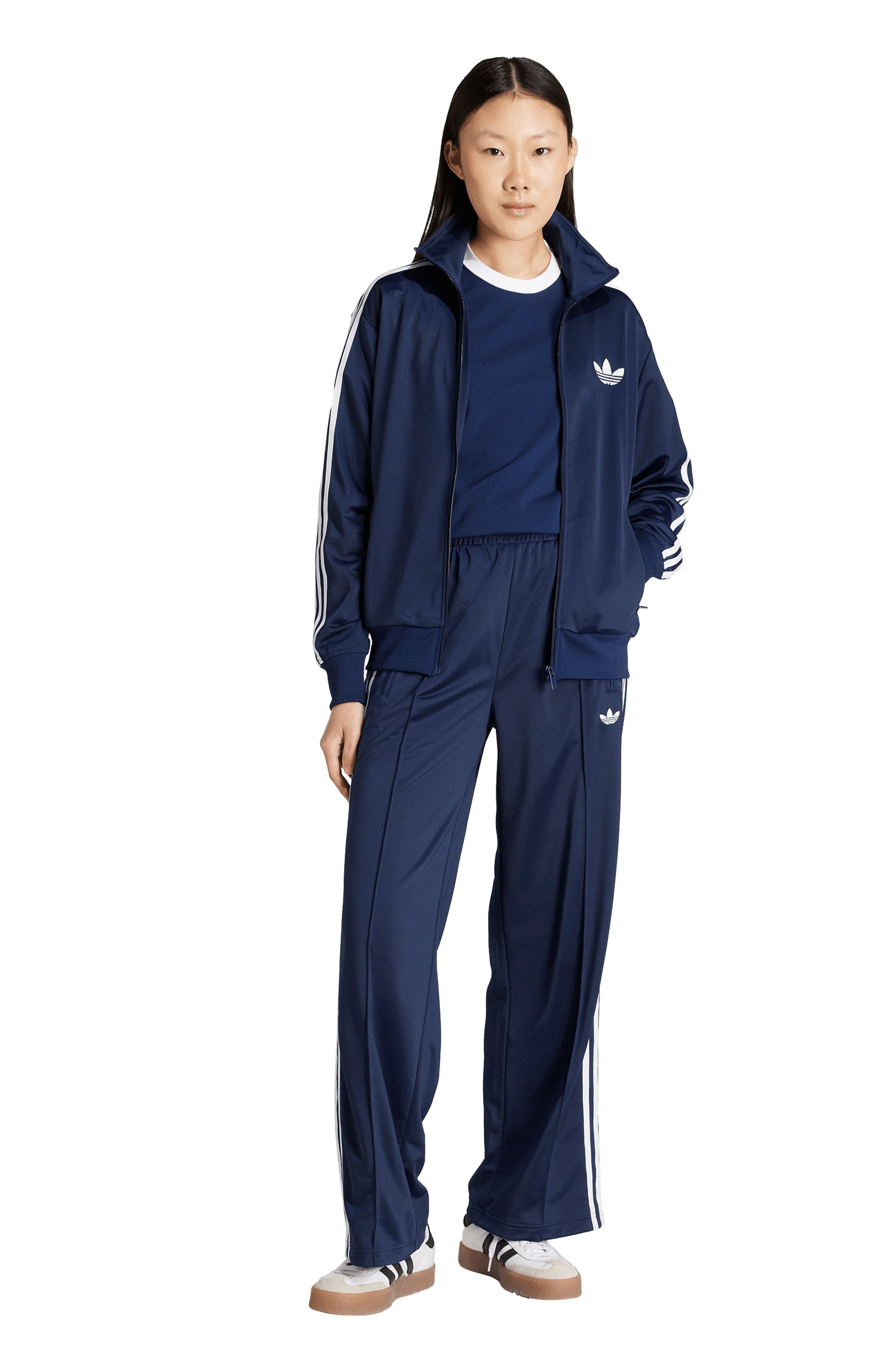 adidas Firebird Recycled Polyester Track Pants in Night Indigo/White at Nordstrom - 6