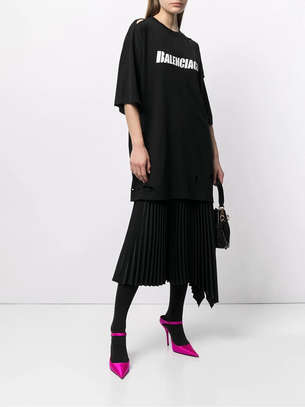 ripped oversize logo T-shirt - 3