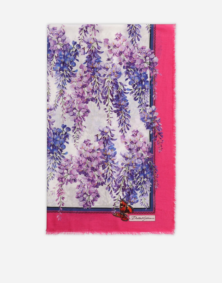 Large wisteria-print modal and cashmere scarf (140 x 140) - 1