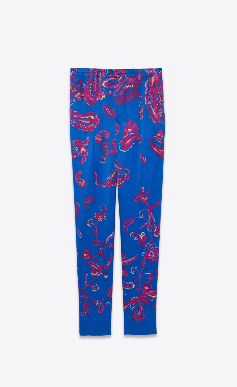 high-rise pants in paisley printed silk 1