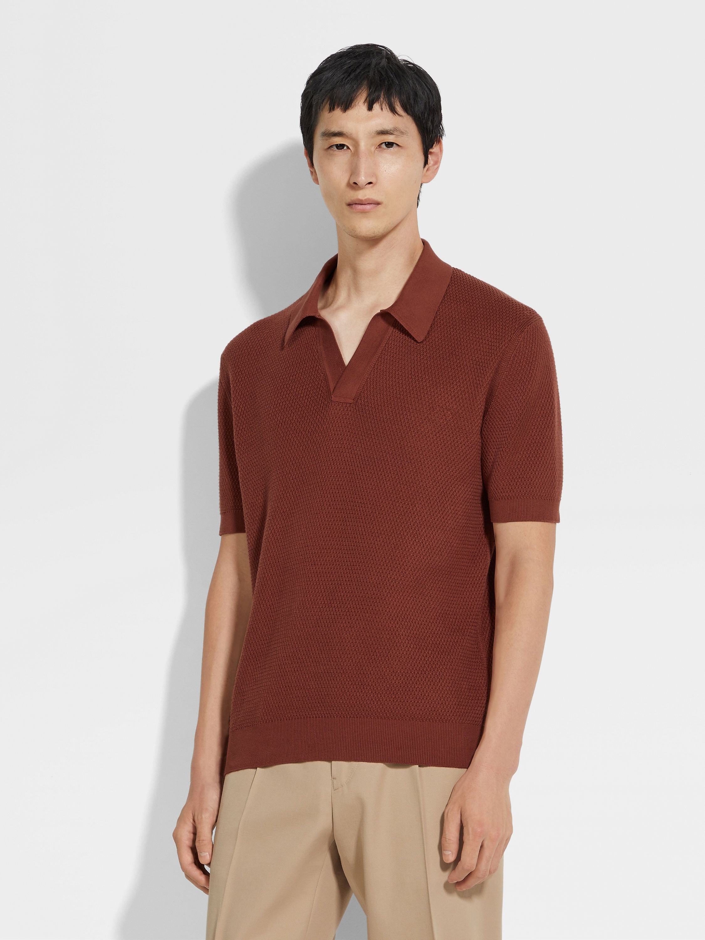 BRICK RED PREMIUM COTTON POLO SHIRT - 4