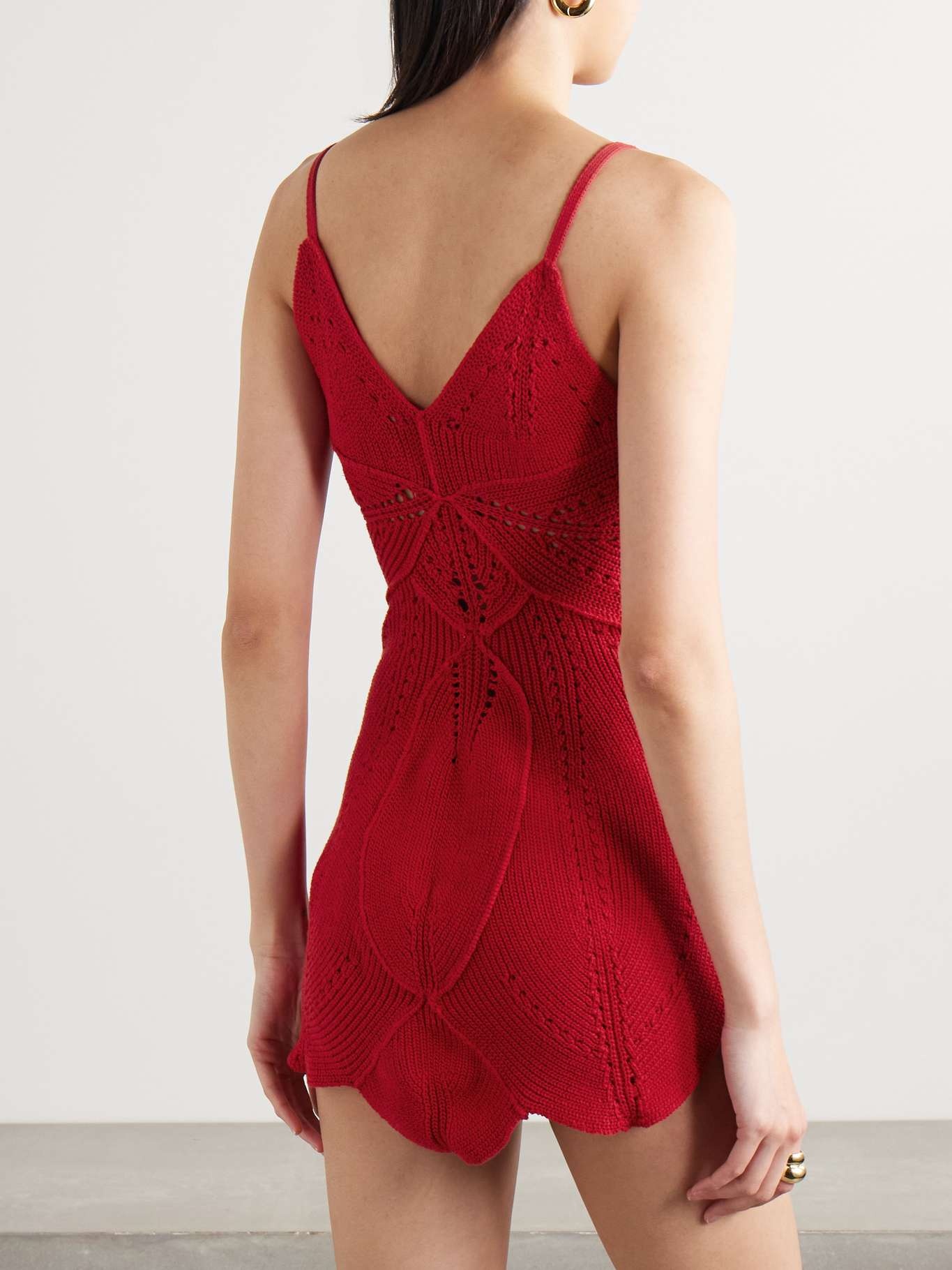 Marlow cutout crocheted cotton mini dress Red - 3
