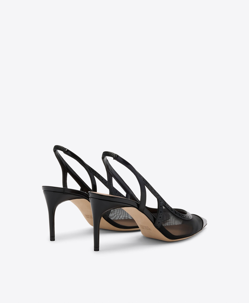 Aubrey 70 Black Mesh Slingbacks 3