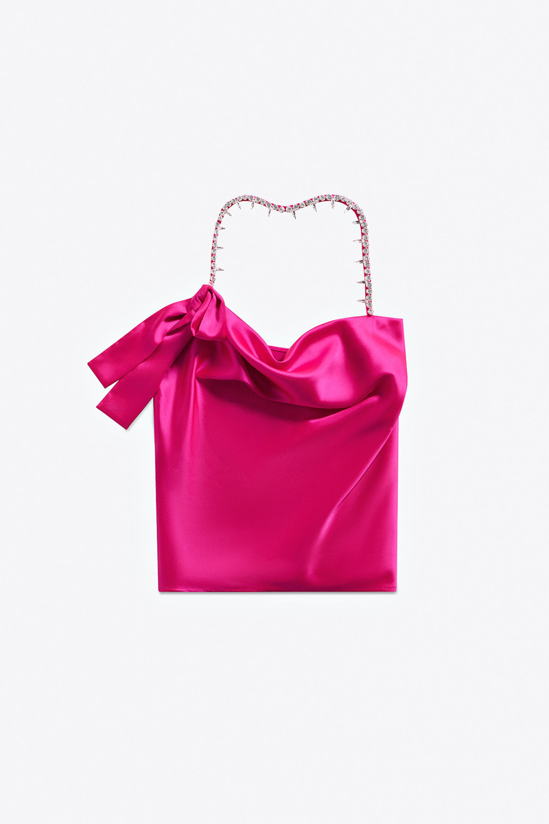 CRYSTAL EMBELLISHED SATIN HALTER TOP 1