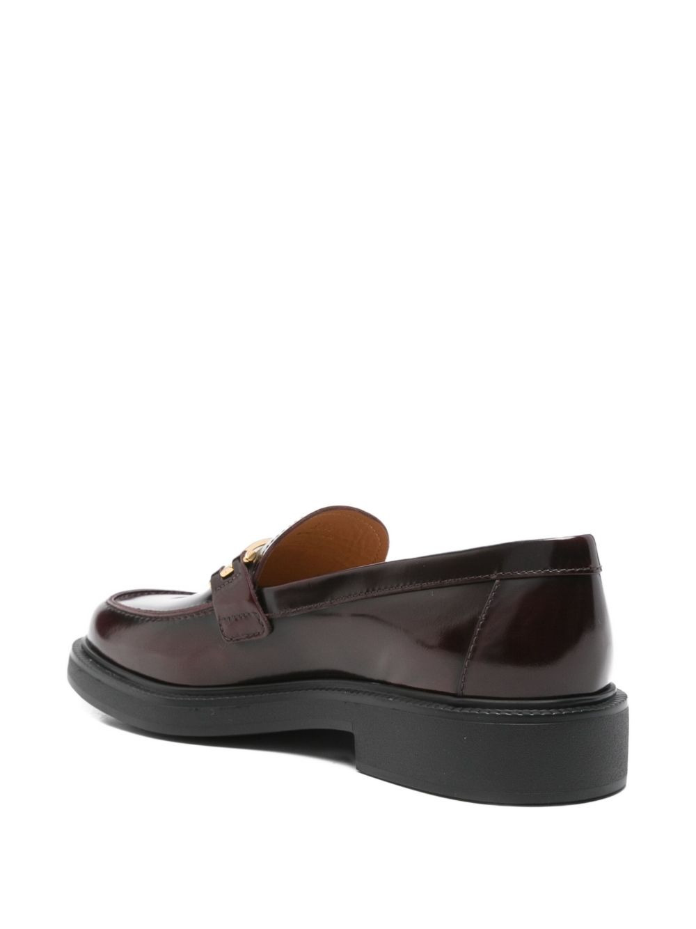 leather metallic-bar loafers - 3