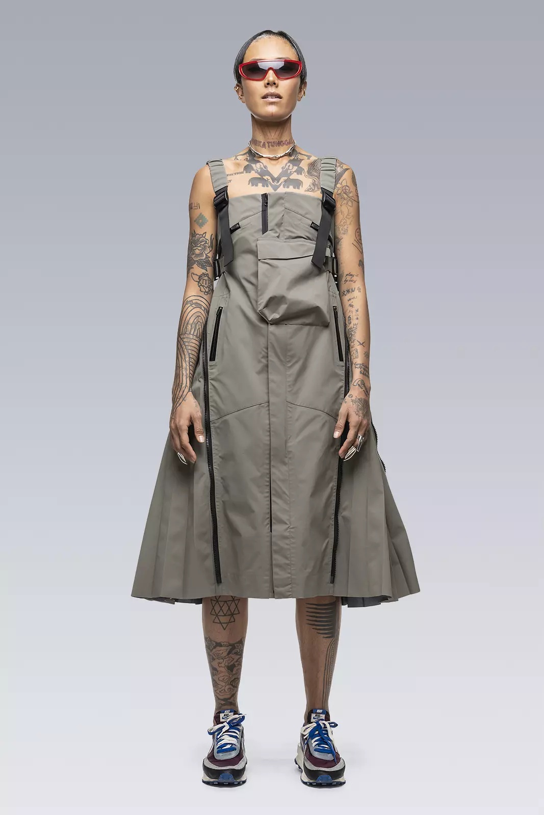 SAC-D6012 sacai / ACRONYM Dress Alpha Green - 2