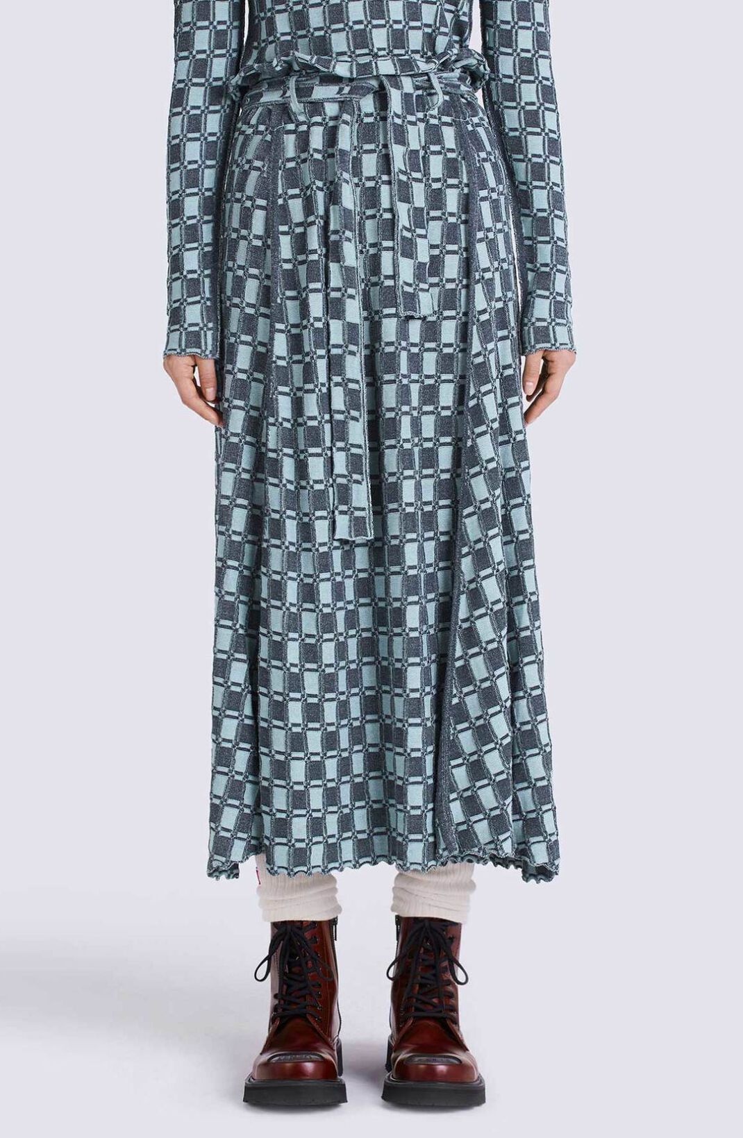 Jacquard gingham midi skirt - 4