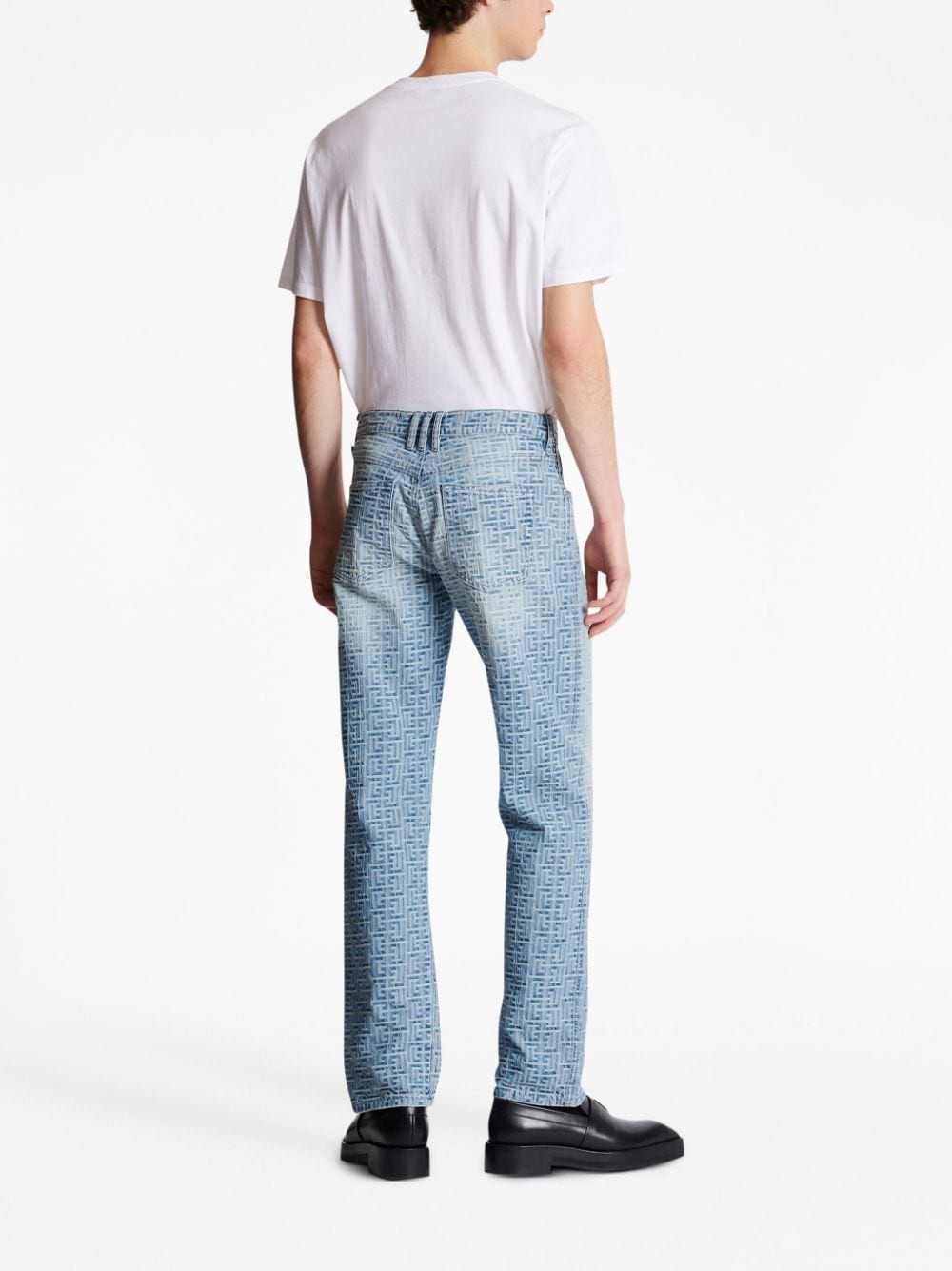 monogram-jacquard straight-leg jeans - 4