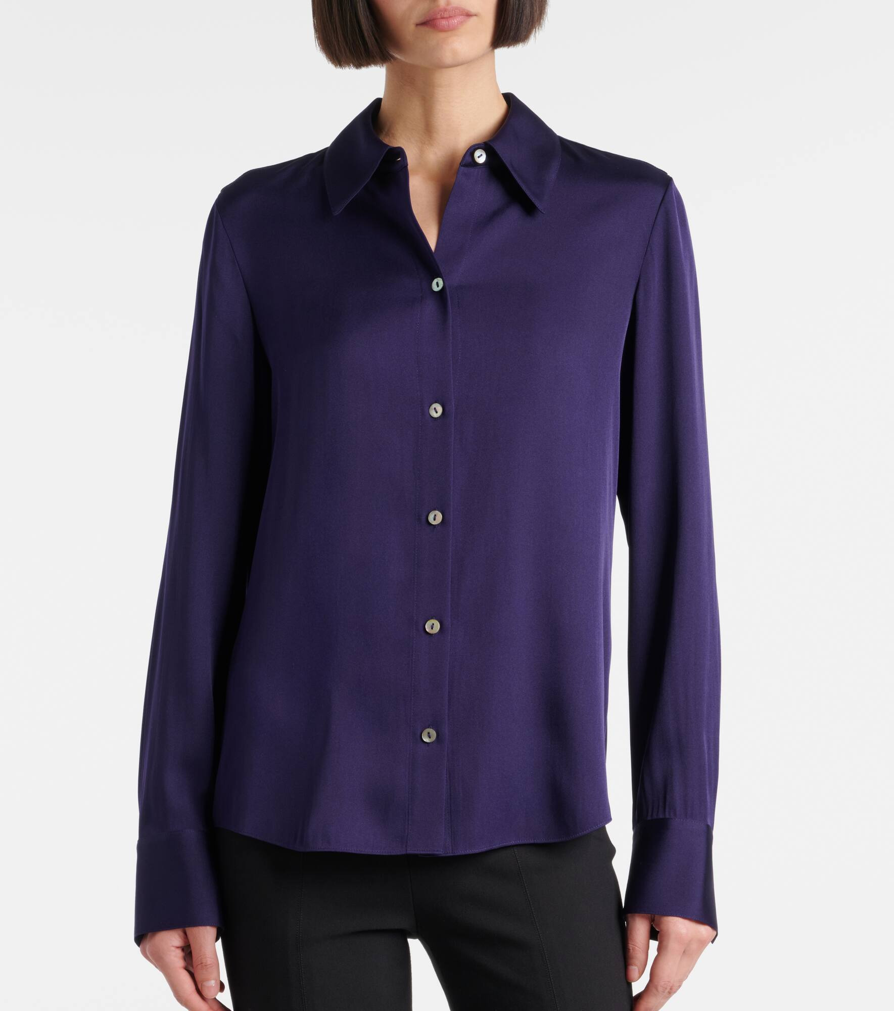 Silk-blend satin shirt - 6