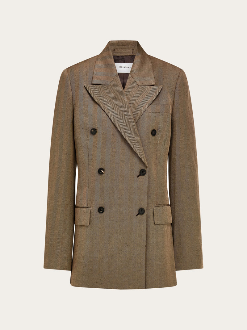 Double breasted linen blend blazer 1