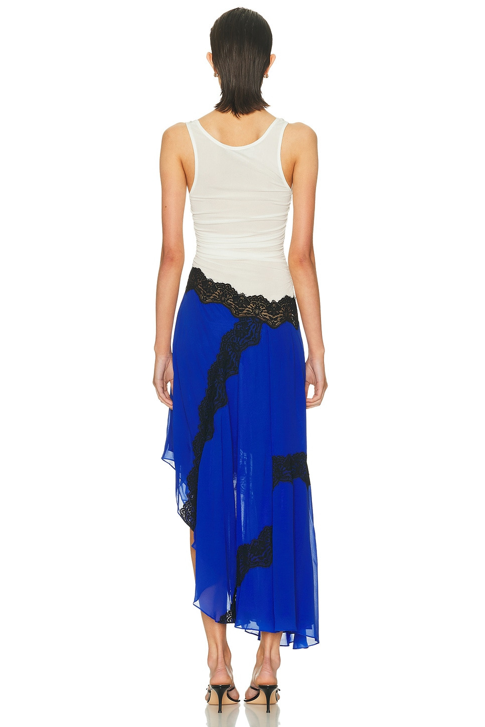 Cutaway Lace Gathered Tank Dress - 4