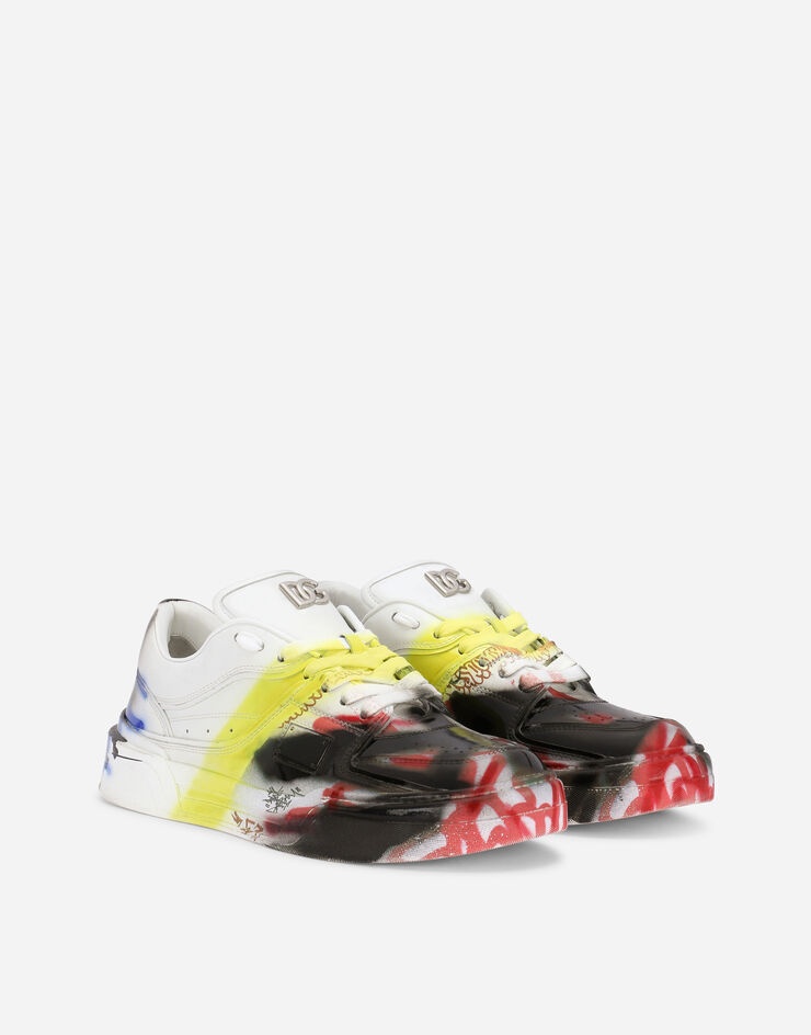 Calfskin New Roma sneakers with spray-paint graffiti print - 2