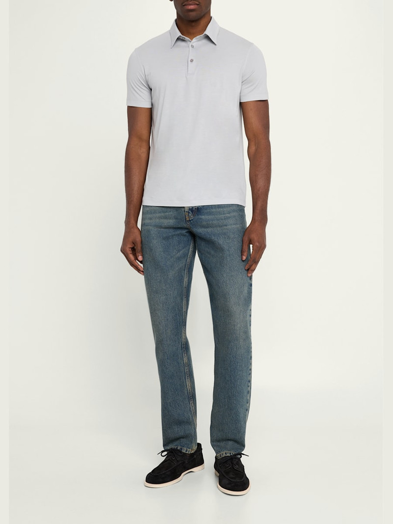 Loro Piana Men's Kim Wool Jersey Polo Shirt outlook