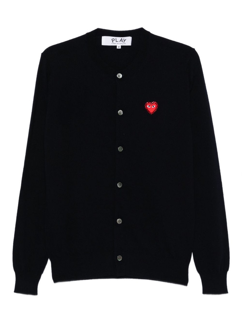 heart-emblem rhinestone-embellishment cardigan 1