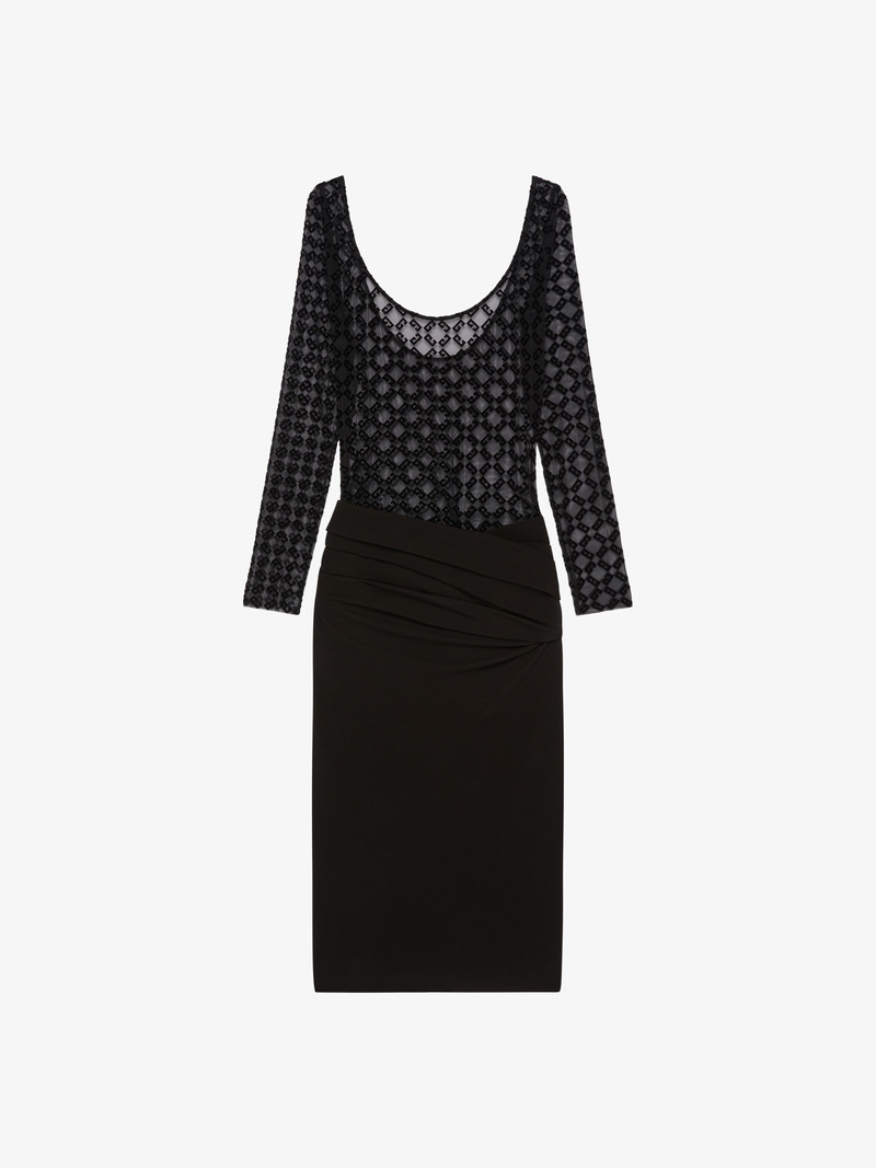 DRAPED DRESS IN JERSEY AND MONOGRAM 72 TULLE - 1