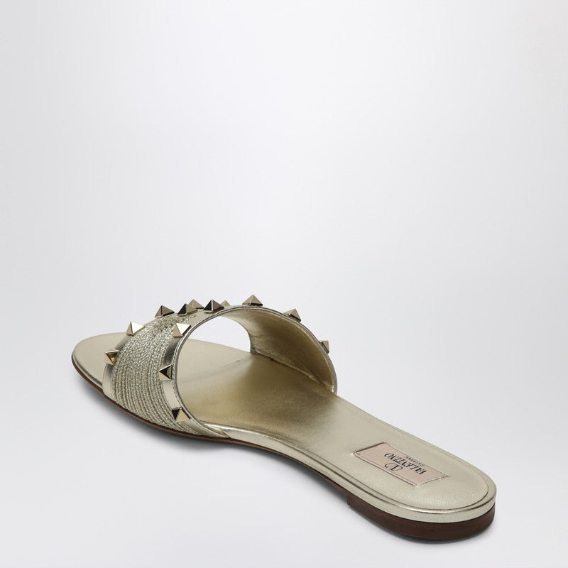 Valentino Garavani Roman Stud Sandals In Platinum Colour Women - 2