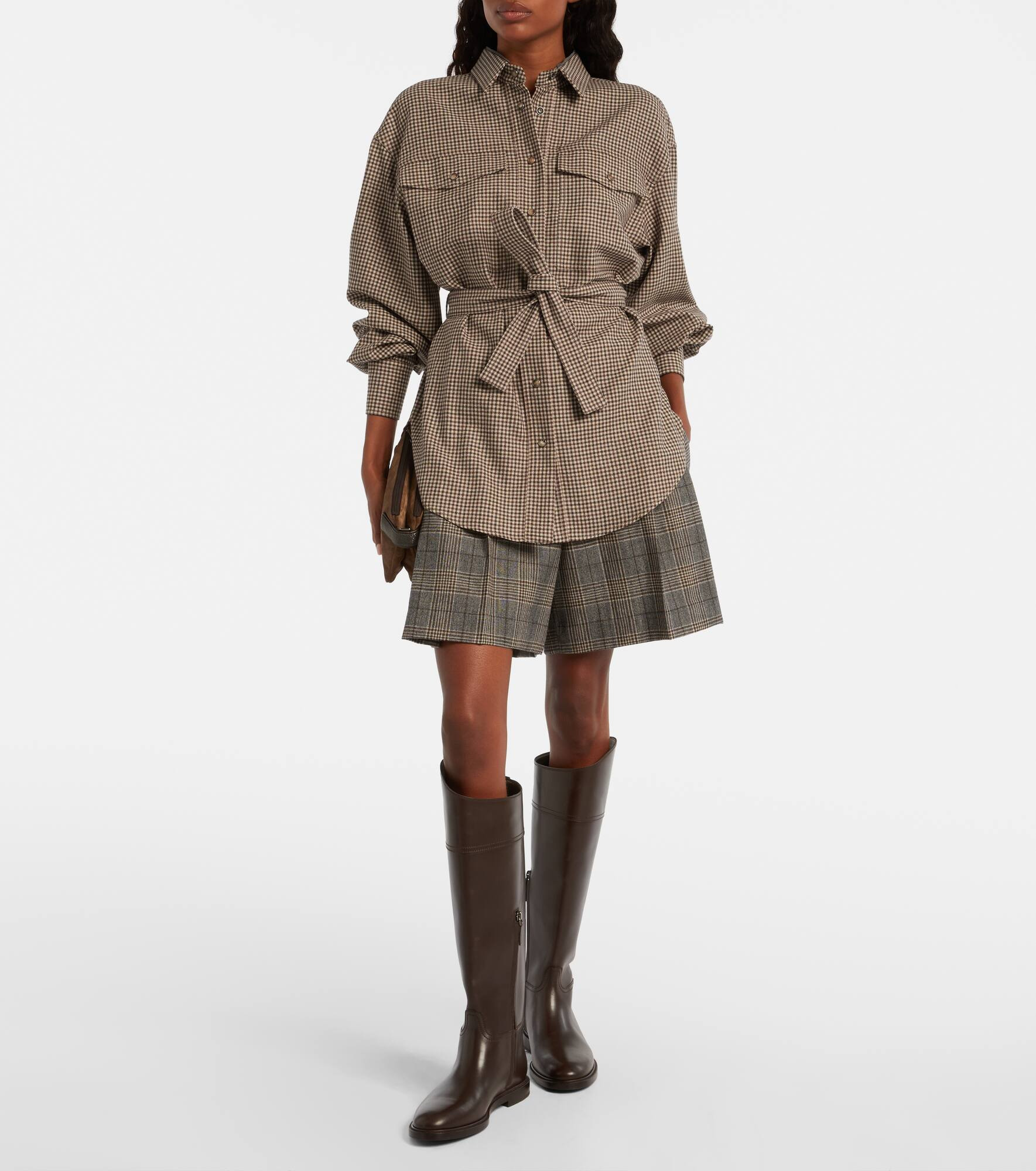 Checked virgin wool overshirt - 2