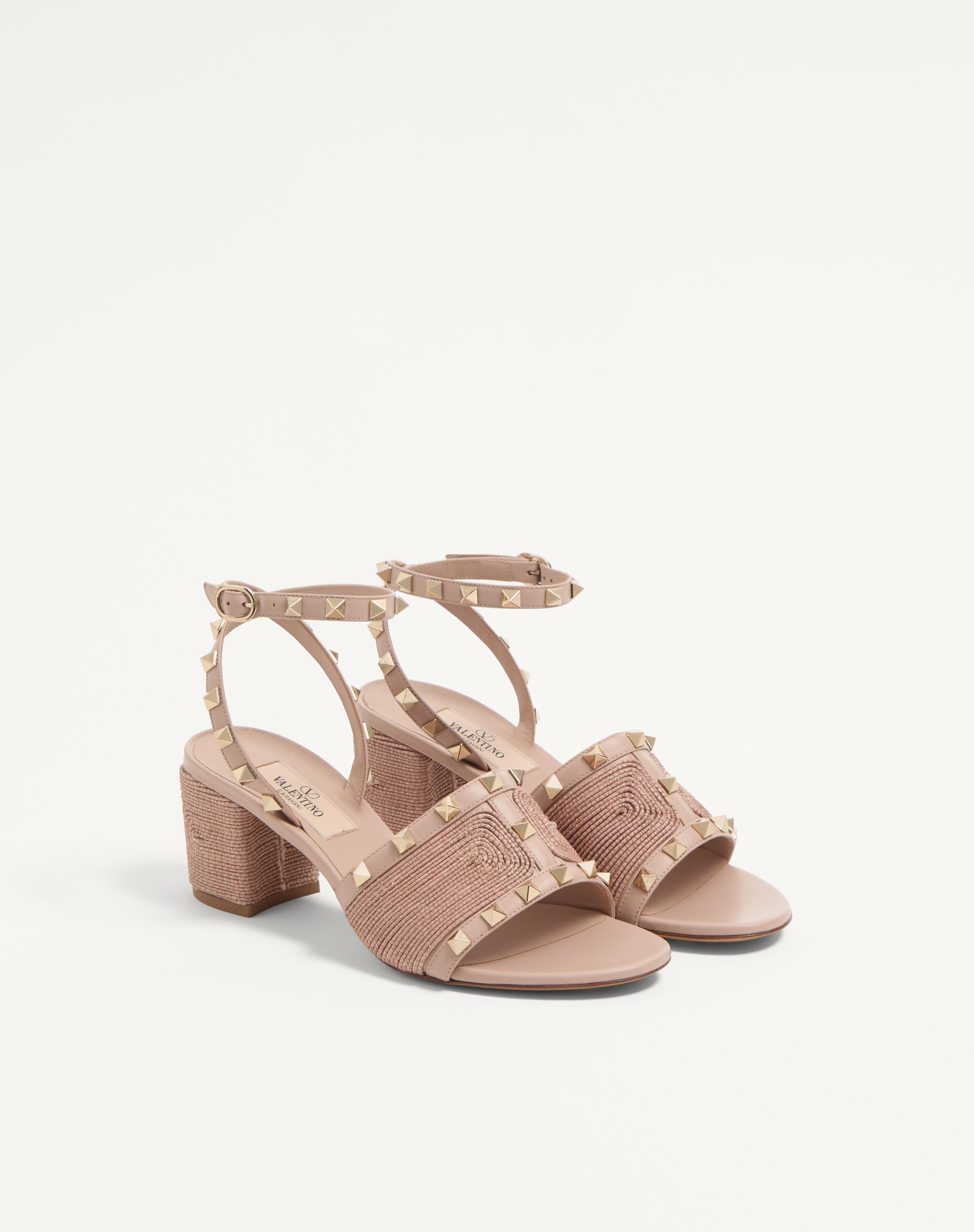 ROCKSTUD CALFSKIN SANDAL WITH CORNELY EMBROIDERY 60MM - 3